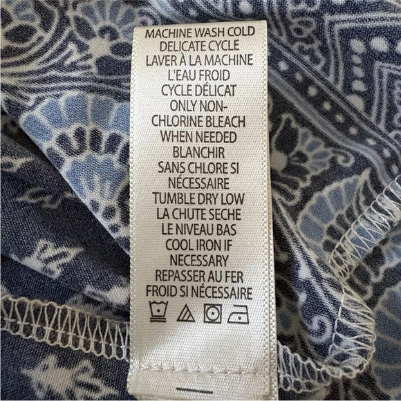 Max Studio Blue Geometric Print Stretch Jersey Knit Shift Dress Womens XS (1601) - Picture 5 of 5